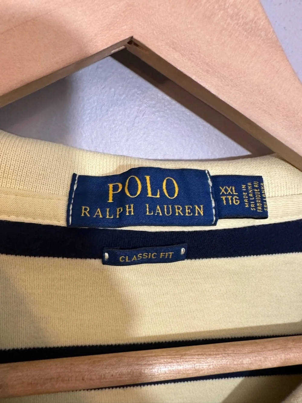 Polo Ralph Lauren Polo Shirt Mens 2XL Yellow Navy Classic Fit Short Sleeve